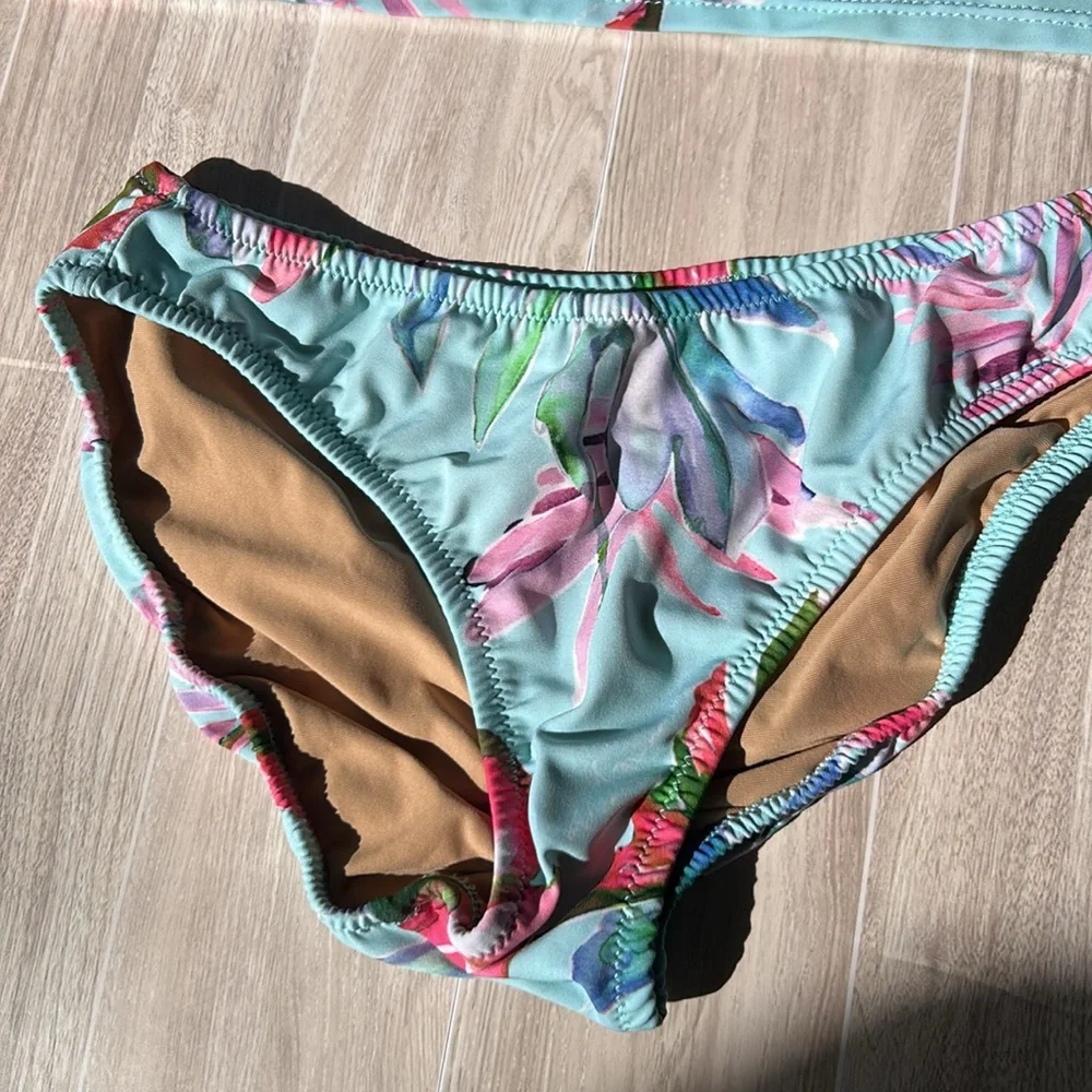Tara Grinna Floral Leaf Tankini Set - Blue and Pink size 4